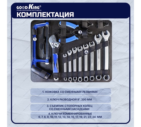 Набор инструментов GOODKING профессиональный 179 предметов в кейсе B-10179