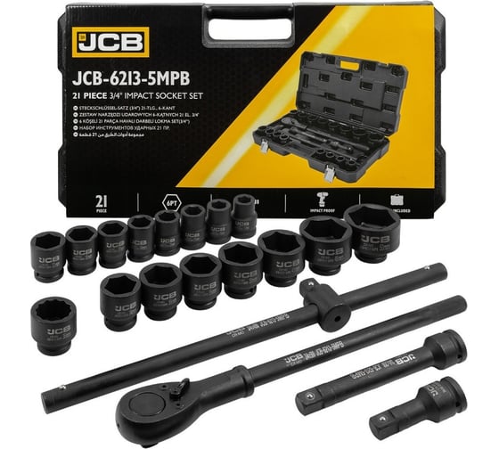 Набор инструментов ударных JCB 21пр. 3/4" (6гр.) JCB-6213-5MPB(59075)