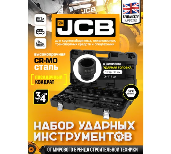 Набор инструментов ударных JCB 21пр. 3/4" (6гр.) JCB-6213-5MPB(59075)