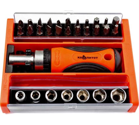 Набор отвертка с битами и головками КВАЛИТЕТ "Сделай сам" 30 предметов 6625836