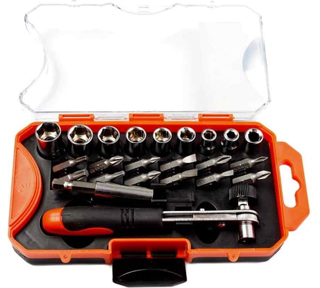 Набор трещотка с битами и головками КВАЛИТЕТ "Сделай сам" 23 предмета 6625832