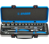 Набор торцевых головок Unior на 1/2" дюйма, в металлическом кейсе, 24 предмета, 10-32мм 3838909119397