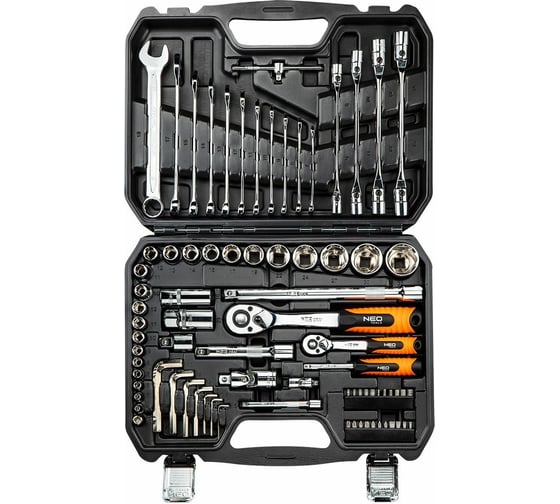 Набор сменных головок NEO Tools 1/2", 1/4” CrV 77 шт. 08-915