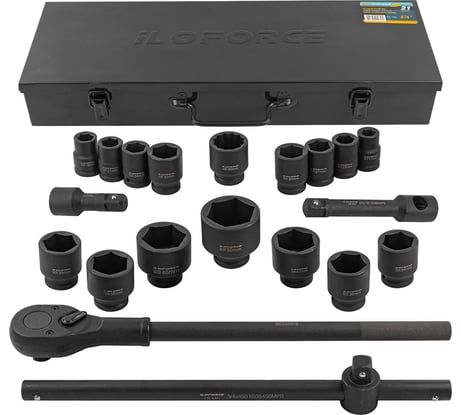 Набор инструментов ударных iLOFORCE 21пр, 3/4" (6гр.) IF-6212-5MPB(58979)