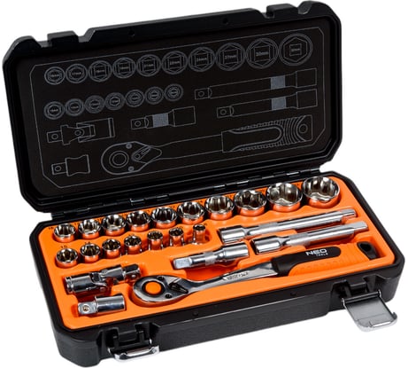 Набор сменных головок NEO Tools 1/2" 23 шт 08-694