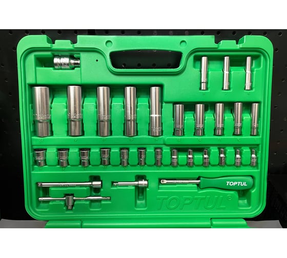 Набор инструментов в чемодане TOPTUL 1/4 DR и 1/2 DR 12-гр., 94 предмета, GCAI094R1