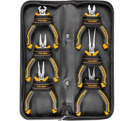 Набор мини пассатижей и бокорезов TOLSEN GRIPro 6 предметов, в футляре на молнии 10359