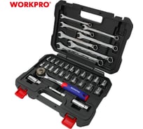 Набор 6-гранных торцевых головок WORKPRO 3/8", в кейсе, 32 шт. WP202528