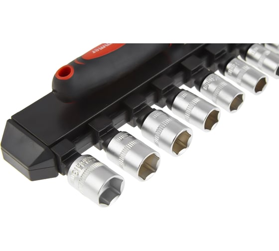 Набор головок с трещоткой HAMMERFlex 601-055 1/4, 11шт, 5-5.5-6-7-8-9-10-11-12-13 мм 534481