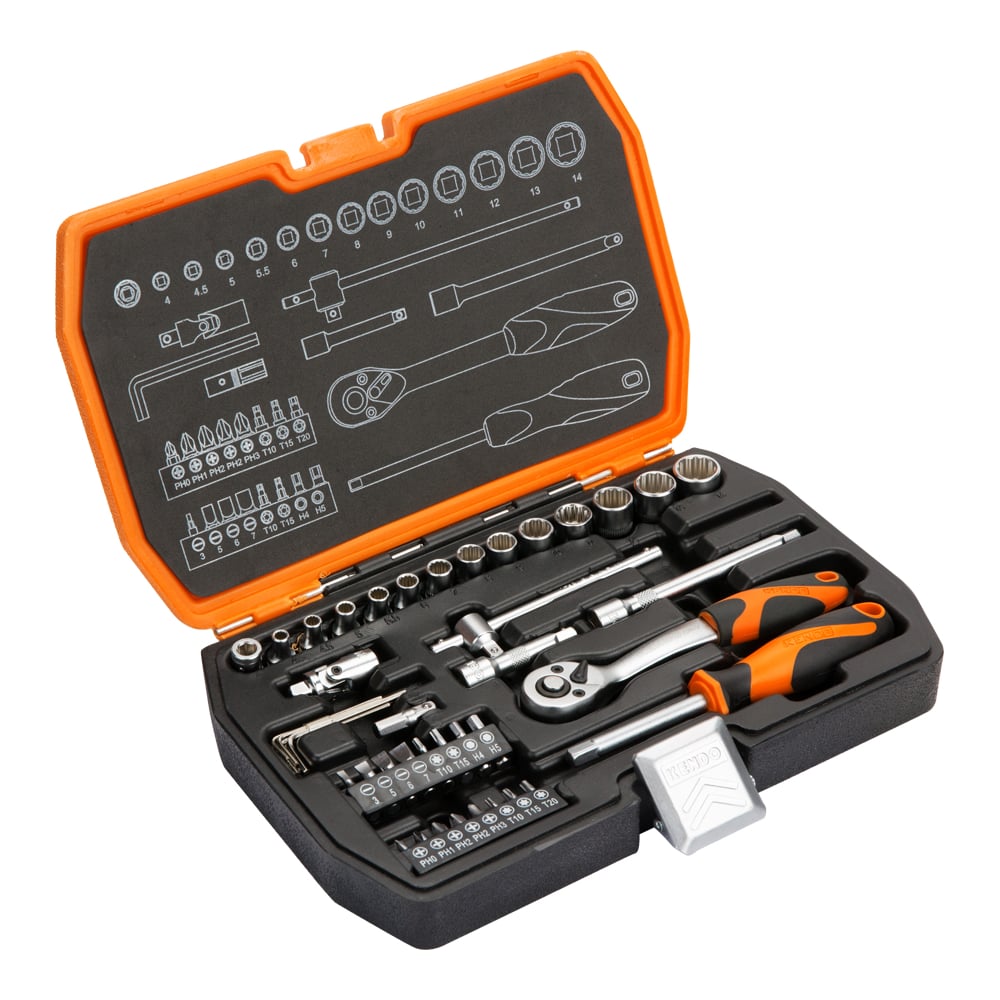 Набор инструмента KENDO 1/4", 42 предмета 90562 - выгодная цена, отзывы ...