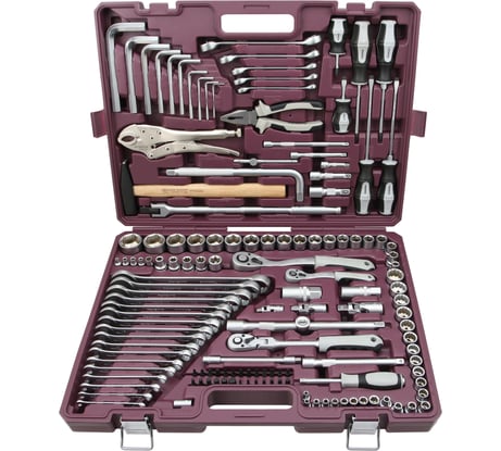 Универсальный набор инструмента THORVIK TS142 1/4", 3/8" и 1/2"DR, 142 предмета 054016