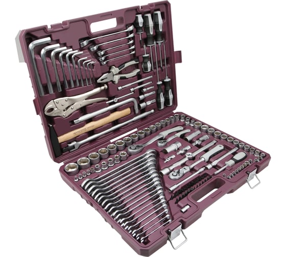 Универсальный набор инструмента THORVIK TS142 1/4", 3/8" и 1/2"DR, 142 предмета 054016