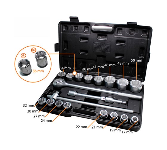 Набор инструмента WMC TOOLS 3/4" 21 предмет WMC-6201B