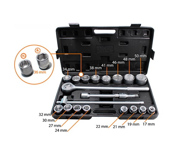 Набор инструмента WMC TOOLS 3/4" 21 пр. WMC-6201B-5