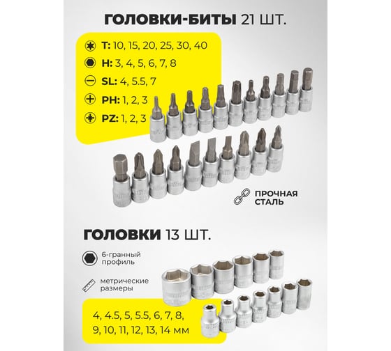 Набор инструмента WMC TOOLS 1/4"DR 46 предметов WMC-2462-5(47789)