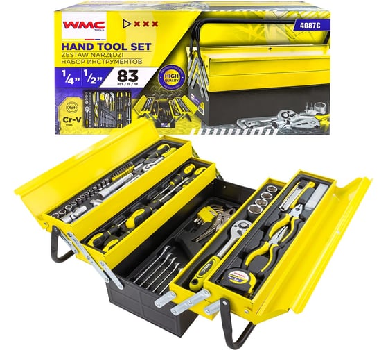 Набор инструмента WMC TOOLS 87 пр. 6гр., в металлическом складном кейсе WMC-4087C WMC-4087C(47735)