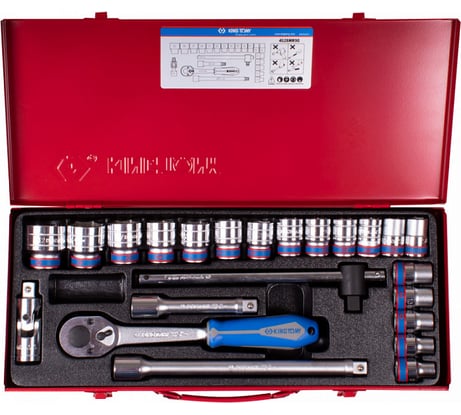 Набор головок с принадлежностями KING TONY 1/2", шестигранные, 10-32 мм, 23 предмета 4528MR90