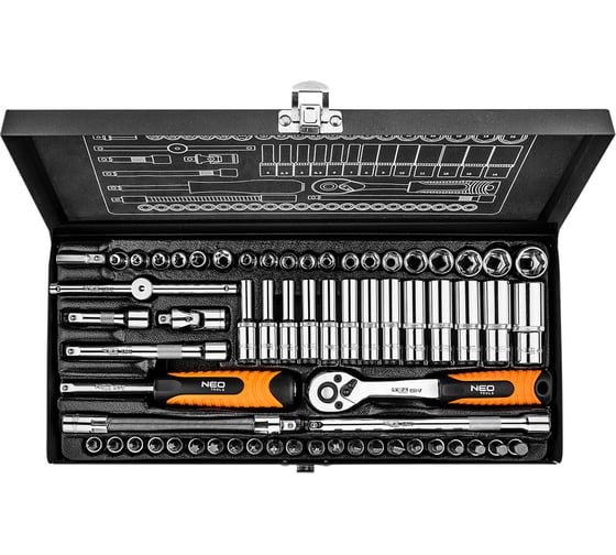 Набор сменных головок и бит NEO Tools 63 шт 1/4 08-679