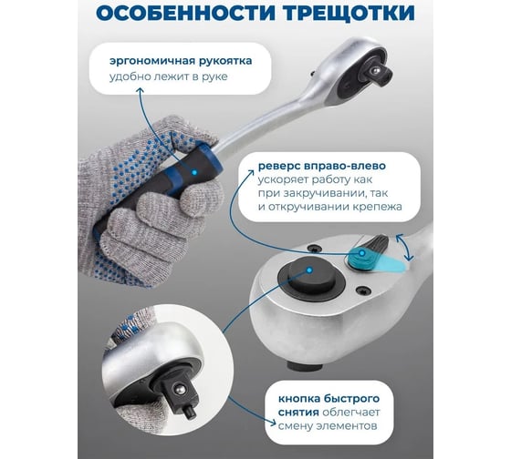 Набор инструментов Scheppach 1/4", 3/8", 1/2" 6, 12 гр. 4-32 мм, 216+2 предмета Sch-38841+2(59300)