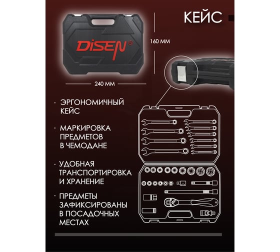 Набор инструментов Disen 1/2" (6гр.) 8-32 мм, 32 предмета DS-4324-5(50781)
