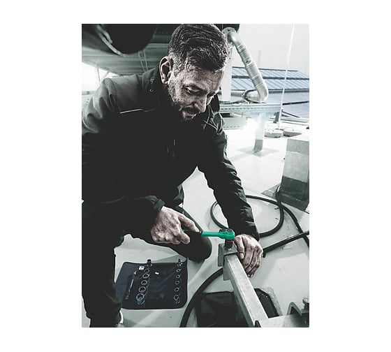 Трещотка WERA 8100 SB 12 Zyklop Comfort в наборе, переключатель реверса, 3/8", метрические размеры, 16 пр. WE-005530