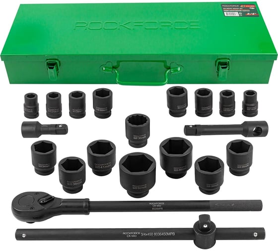 Набор инструментов Rockforce ударных 21 предмет 3/4" 6 граней RF-6212-5MPB(59088) 1