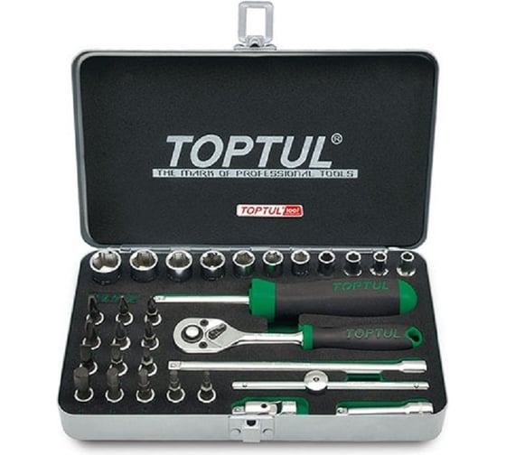 Набор головок и аксессуаров TOPTUL 1/4DR, 31 предмет в кейсе GCAD3101