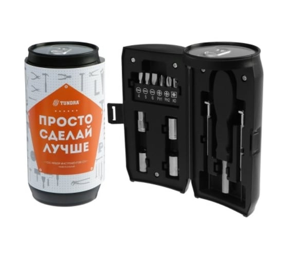 Набор инструментов, подарочный пластиковый кейс TUNDRA "Банка", 13 предметов 4506462 1