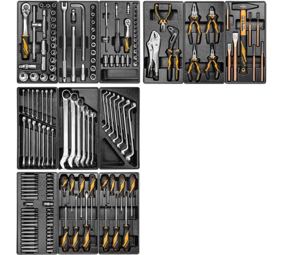 Набор инструментов для тележки TOLSEN "BOXER" 12 ложементов, 157 предметов TT85415-157 1