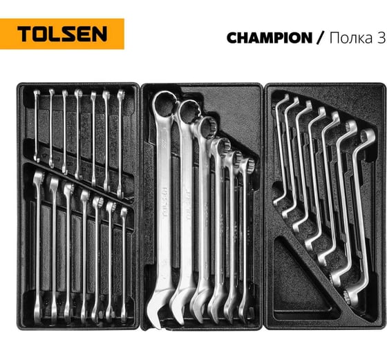 Набор инструментов для тележки TOLSEN "CHAMPION" 18 ложементов, 239 предметов TT85416-239