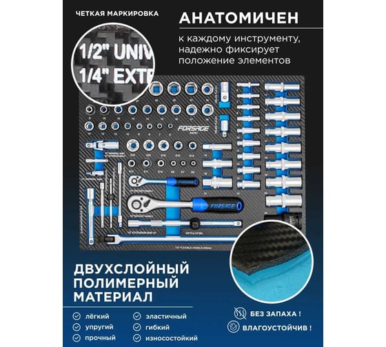 Набор инструментов Forsage 70 предметов, в ложементе F-K4701(51383)