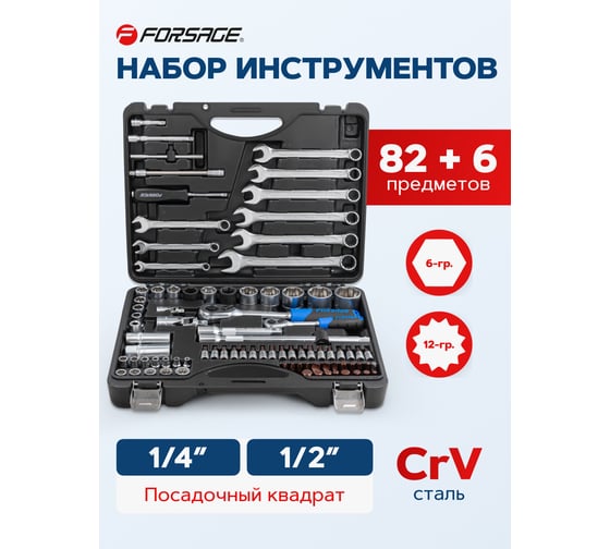 Набор инструментов Forsage 82+6пр. F-4821-7 PREMIUM(49597)