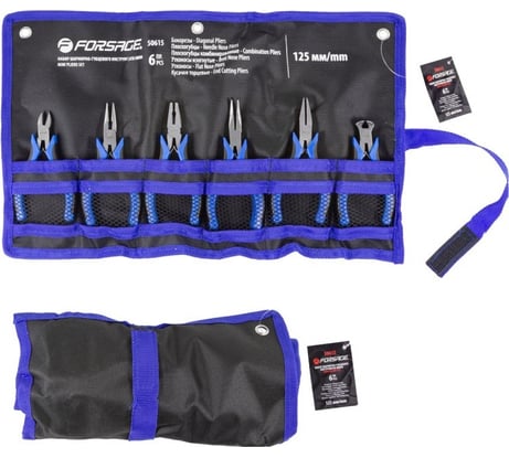 Набор шарнирно-губцевого инструмента Forsage мини 6 предметов 5"-125мм, на полотне F-50615(25957)