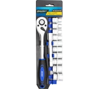 Набор головок ВАРЯГ 1/2", 8-32 мм +трещотка 19 предметов пластиковый подвес НГ-19 (1/10) 01923