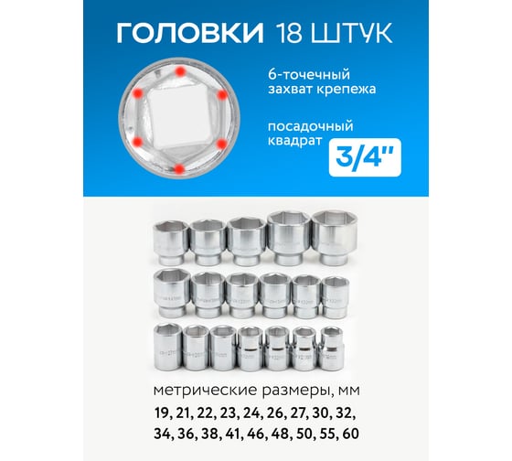 Набор инструментов KingTul 23предмета, 3/4" (6гр.) KT-6231-5(59942)