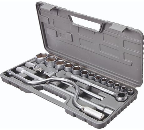 Набор головок ON 10-32 мм, 19 предметов, трещотка, вороток, карданный шарнир, 1/2", кейс 04-11-010