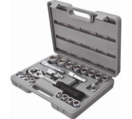 Набор головок ON 8-32 мм, 21 предмет, трещотка, удлинитель, карданный шарнир, 1/2", кейс 04-11-011