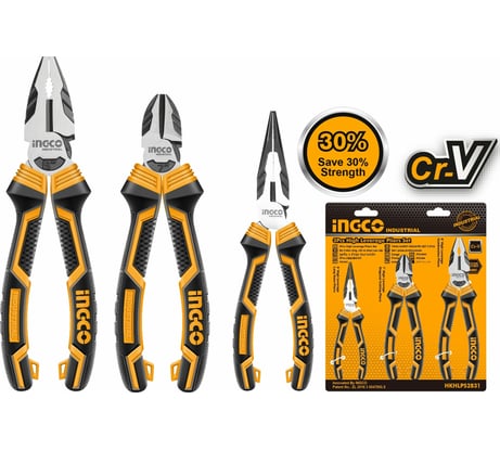 Набор шарнирно-губцевого инструмента INGCO INDUSTRIAL усиленные, 3 пред. HKHLPS2831