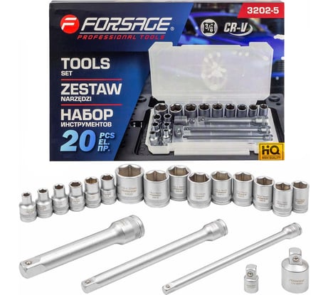 Набор инструментов Forsage 3/8", 20 предметов F-3202-5(60269)