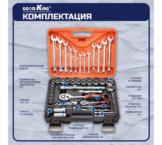 Набор инструментов GOODKING 61 предмет K-10061