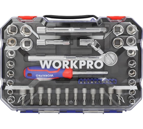 Набор торцевых головок WORKPRO 6-гранные, 3/8", в кейсе,  47 шт WP202523