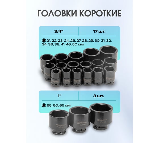 Набор инструментов ударных SIGMATOOL 26 предметов 3/4'' 1'' (6гр.) в пластиковом кейсе -68262-5MPB(59728) Sigmatool-68262-5MPB(59728)