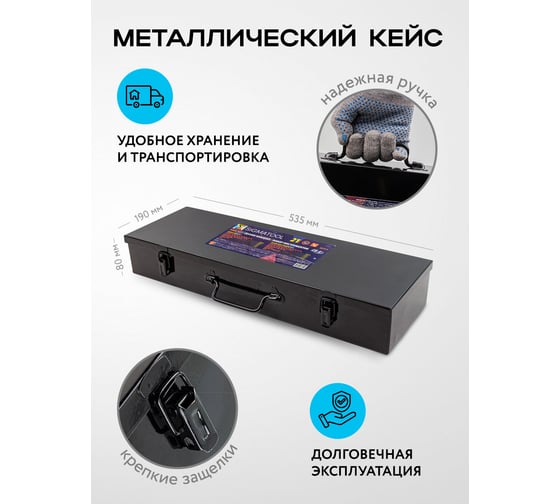 Набор инструментов SIGMATOOL 21 предмет, 3/4", 6 граней, в металлическом кейсе Sigmatool-6212-5(59726)