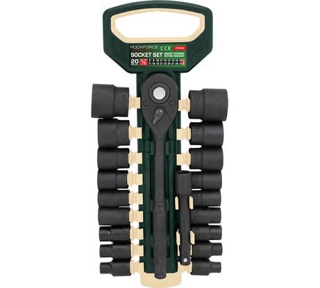 Набор головок с трещоткой и удлинителем Rockforce 20 предметов 1/2'', 6гр RF-019-5K(59792)