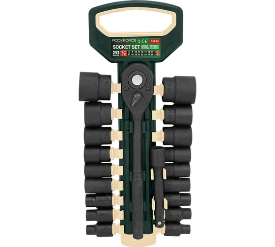 Набор головок с трещоткой и удлинителем Rockforce 20 предметов 1/2'', 6гр RF-019-5K(59792)