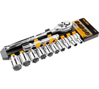 Набор торцевых дюймовых головок TOLSEN 1/2", SAE 3/8-715/16" мм, трещотка 72 зуб., удлинитель, 12 шт 15392