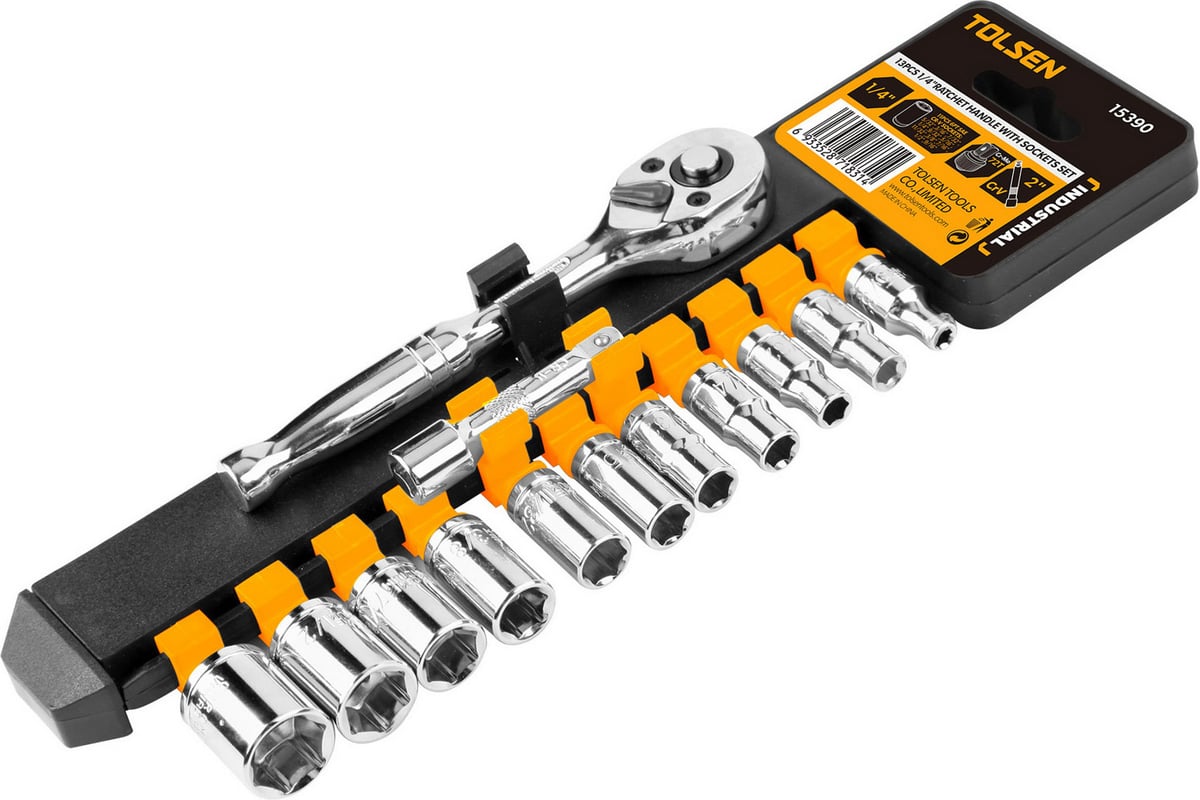 Набор торцевых дюймовых головок TOLSEN 1/4", SAE 5/32-9/16" мм ...