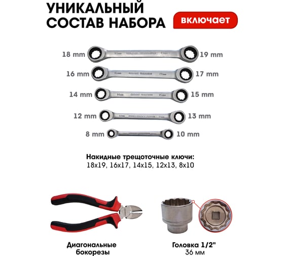 Набор инструментов FORCEKRAFT 142+6пр, 1/4''3/8''1/2''+ 47673 FK-41421-5 PREMIUM(47673)