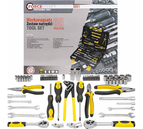 Набор инструментов Forcekraft 65 предметов 1/4''3/8'' FK-3651(47699)
