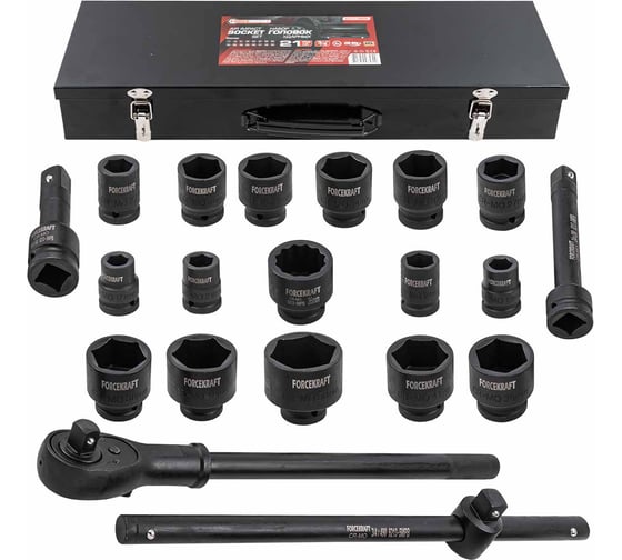 Набор инструментов Forcekraft ударные, Profi, 3/4", 6гр, 21пр, в кейсе FK-6213-5MPB(16214) 1